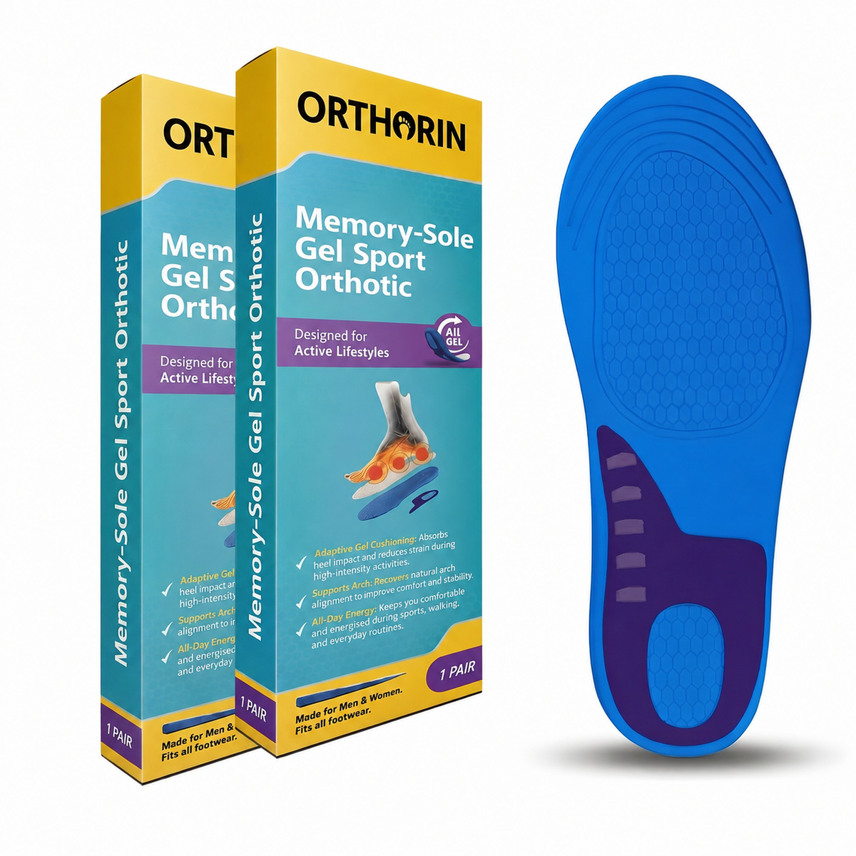 2 pack memory sole gel sport orthotic