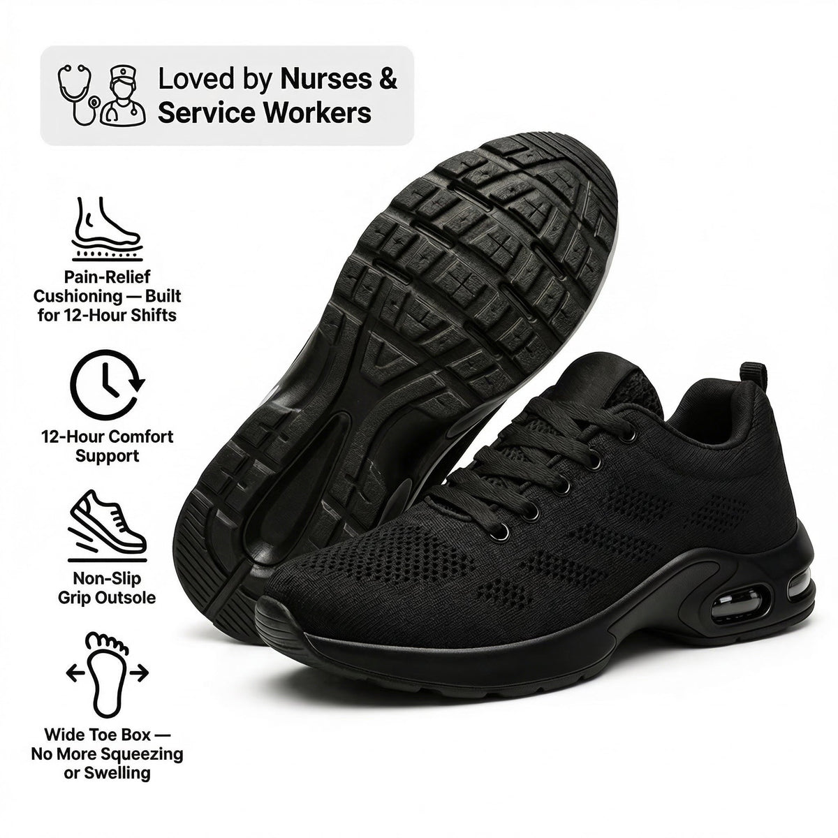 Orthorin™ Pro — 12-Hour Shift Shoes for All-Day Foot, Knee & Back Pain Relief
