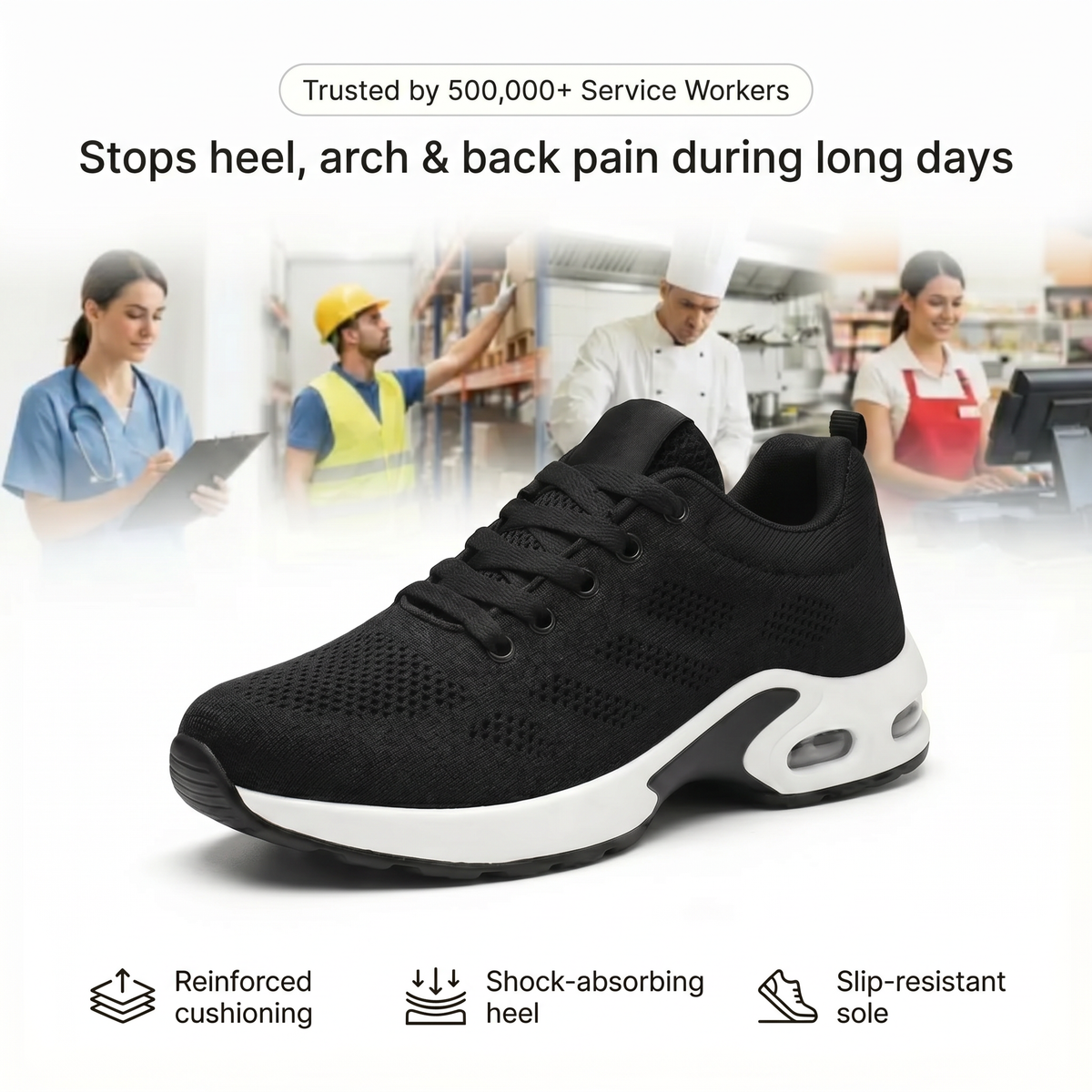 Orthorin™ Pro — 12-Hour Shift Shoes for All-Day Foot, Knee & Back Pain Relief