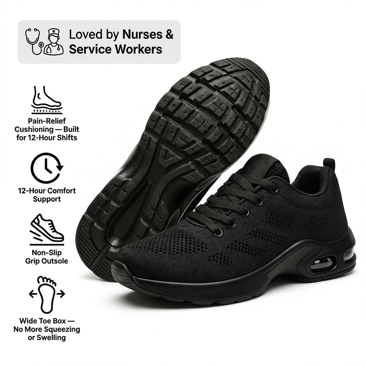 Orthorin™ Pro – 12-Hour Shift Shoes for Heel & Plantar Fasciitis Relief (Unisex)